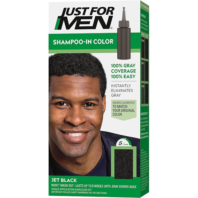 Just For Men , Shampoo-In Hair Color, Jet Black H-60 For Men, 1 Application - Image 1