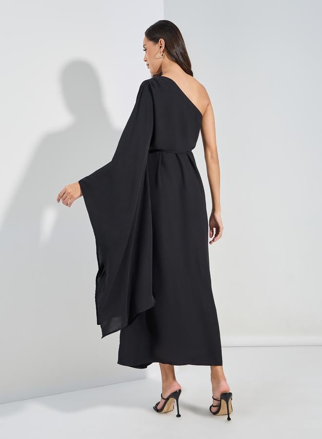 Styli Solid One Shoulder  Maxi Dress  - Image 4