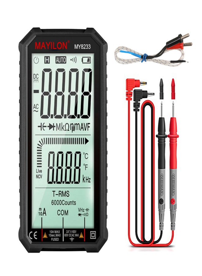 MAYILON MY8233 LCD Large Screen Digital Intelligent Multimeter Portable With Backlight Multimeter Direct Current AC Voltage Current Resistance Capacitance Line On-off Temperature Diode Measurement Multifunctional Testing Tools - Image 1