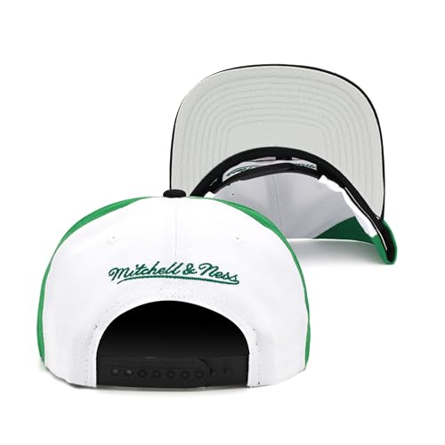 Mitchell Ness Mitchell & Ness Boston Celtics NBA On The Block Snapback Hat Adjustable Cap - White/Black/Green - Image 3