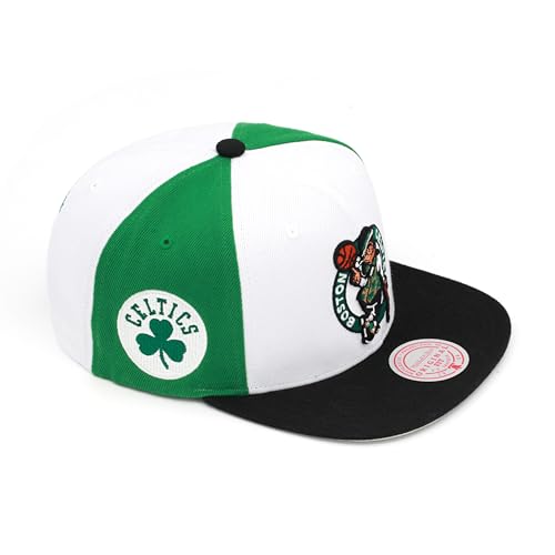 Mitchell Ness Mitchell & Ness Boston Celtics NBA On The Block Snapback Hat Adjustable Cap - White/Black/Green - Image 2