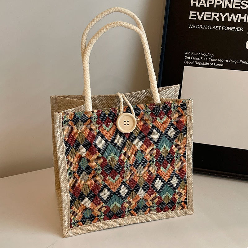 Chic Waterproof Linen Tote Bag Trendy Autumn Winter Gift Green without pendants 
