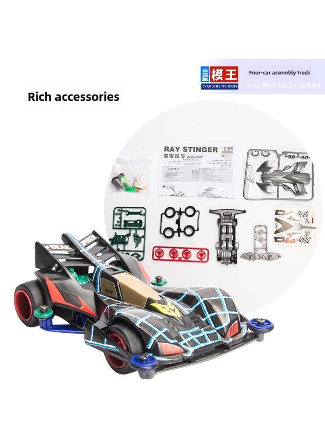 Assembled Four-wheel Drive Superstar Model King Charge War God Devil Commander Whirlwind Charge Youth Science And Education Racing Model-Color:Model King Black Big Mac