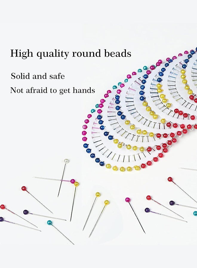 Sweet Life 480 Pieces Multicolor Sewing Pins Straight Quilting Pearl Head Pins for Christmas and Other Crafts Making - Image 2