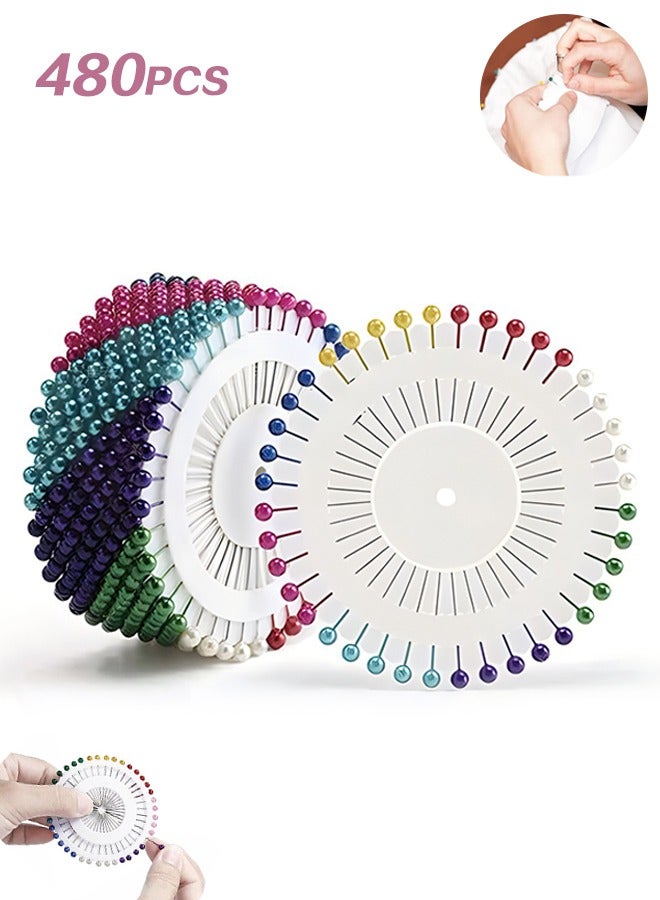 Sweet Life 480 Pieces Multicolor Sewing Pins Straight Quilting Pearl Head Pins for Christmas and Other Crafts Making - Image 1