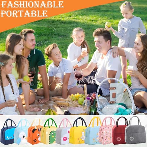 Flywind Kids Lunch Bag for Girls Boys Students | Small Foldable Waterproof Lunch Box for Travel Picnic School | Reusable Cartoon Insulated Lunchbag (Yellow Dino) - Image 5