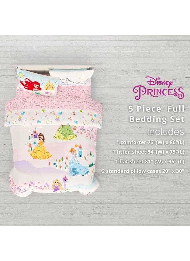 Franco Franco Disney Princess Kids Bedding Super Soft & Cozy Comforter and Sheet Set, Full  - Image 3