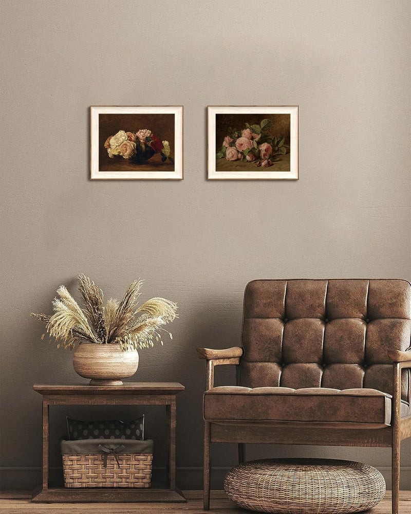 KISSFOX Framed Wall Art Vintage Wall Decor Rose Canvas Art Flowers Pictures Antique Paintings Moody Artwork For Living Room Bedroom Bathroom Kitchen - Image 4