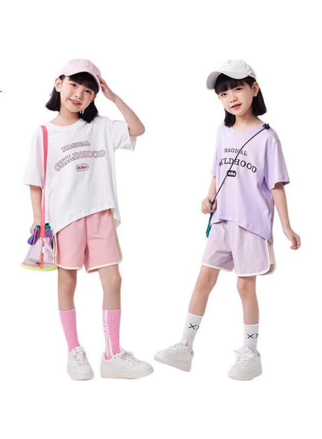 Qq Duck Children'S Clothing Girls' Shorts Sports Summer Wear Student Youth Clothing Colorful Sports Purple; 160 - Image 3