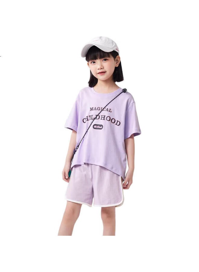 Qq Duck Children'S Clothing Girls' Shorts Sports Summer Wear Student Youth Clothing Colorful Sports Purple; 160 - Image 2