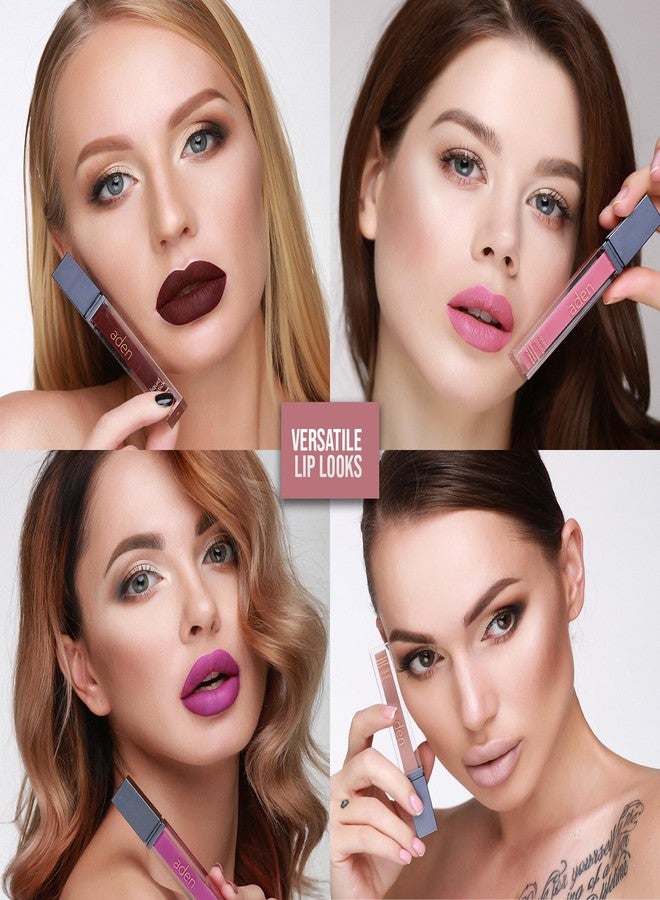 ADEN - 2 in 1 - Matte Liquid Lipstick & Lip Liner Set - 7ML - Non-Smudge & Quick Drying - Highly Pigmented - Long Duration with Hydration - Made in Italy (19 Raspberry) - Image 5