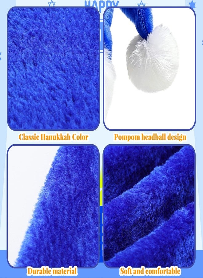 Cutecrop 12 Pcs Hanukkah Hats Blue Santa Hat Short Plush Christmas Santa Hats with White Cuffs Chanukah Party Decorations for Men Women Hanukkah Xmas Party Costume Accessories Holiday Gifts - Image 4