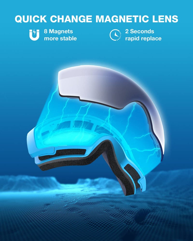 ZIONOR X4 Ski Goggles Magnetic Lens - Snowboard Goggles for Men Women Adult - Snow Goggles Anti-fog UV Protection - Image 3