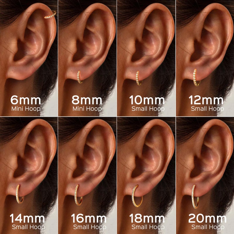 ChicSilver 14K Gold Plated Sterling Silver Huggie Hoop Earrings Cubic Zirconia Hoop Earrings for Women Small Cartilage Earrings Hypoallergenic 10MM - Image 5
