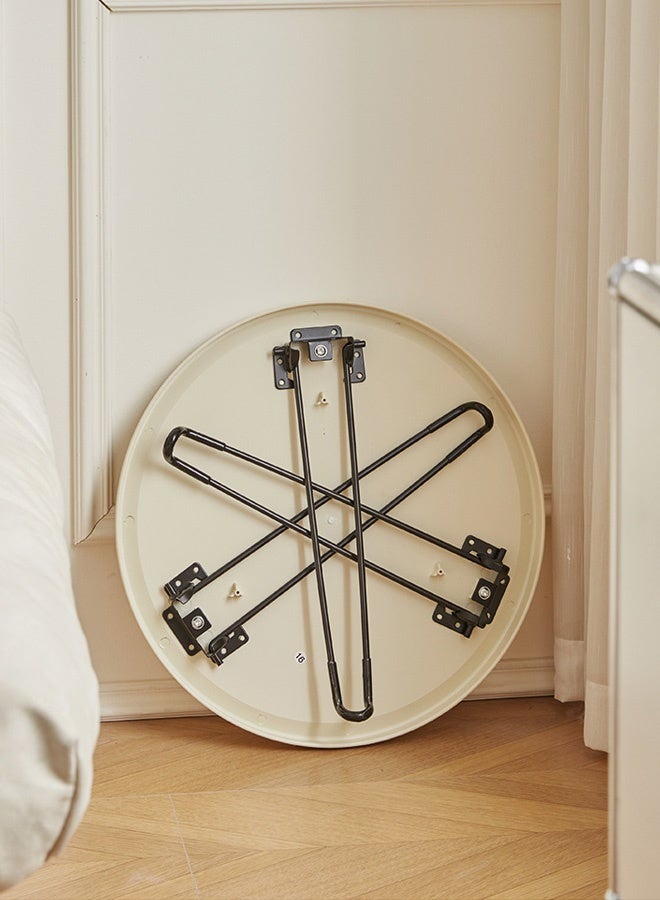 Hanayo طاولة جانبية قابلة للحمل طاولة قهوة دائرية قابلة للطي طاولة صينية صغيرة بسطح أملس طاولة بجانب السرير لغرفة المعيشة وغرفة النوم (بيضاء) - Image 4