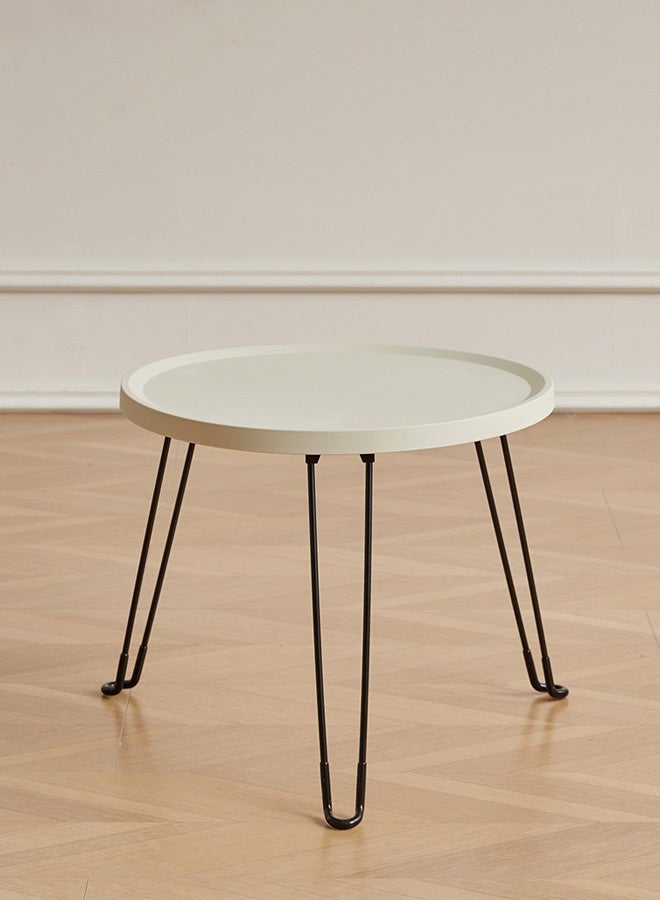 Hanayo طاولة جانبية قابلة للحمل طاولة قهوة دائرية قابلة للطي طاولة صينية صغيرة بسطح أملس طاولة بجانب السرير لغرفة المعيشة وغرفة النوم (بيضاء) - Image 5