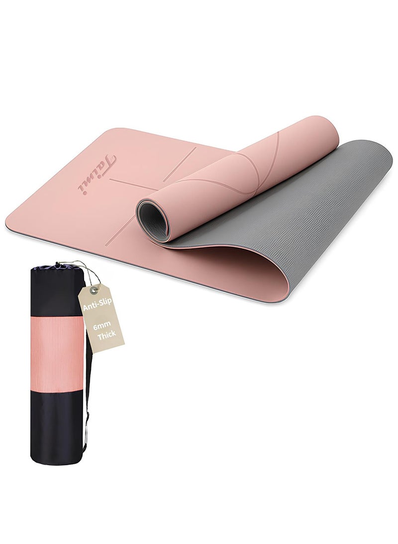 Taimi 6mm Yoga Mat High-resistance for Shock-absorbing, and Knee-supporting Made of High-quality Materials - Lightweight Yoga Mat With a Modern, Stylish Design and a Bag for Easy Portability - Non-slip, Lightweight Training Mat for Yoga, Pilates, Fitness, and Home Exercises - 183x61cm - Image 1