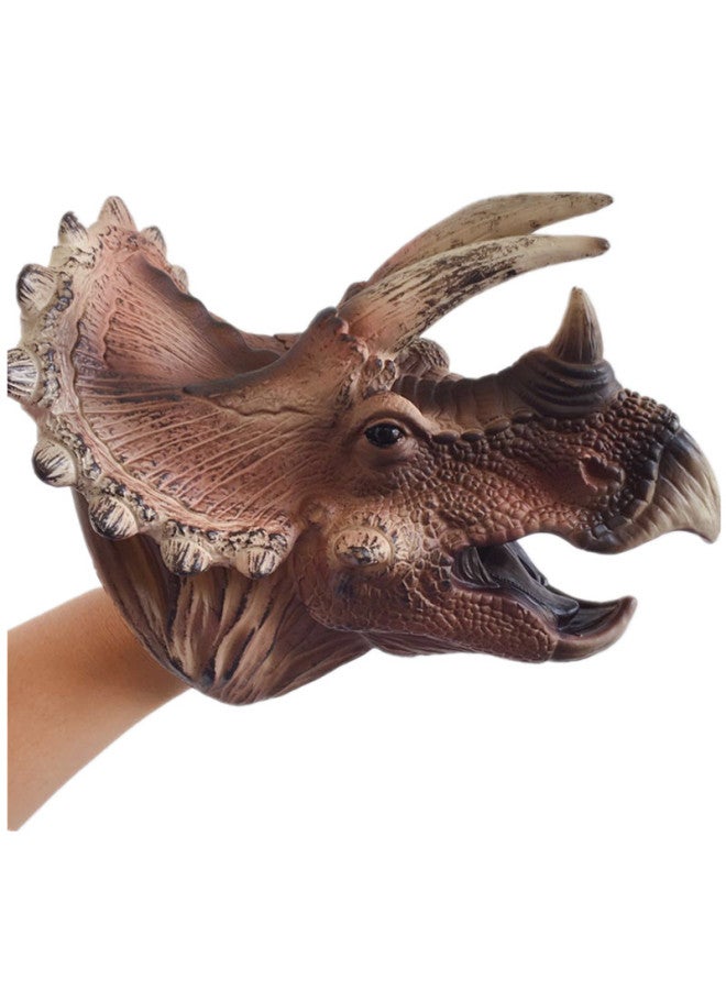 A Generation Of Dinosaur Hand Doll Toys Simulation Soft Rubber Animal Children's Toys Parent-child Interactive Games Tyrannosaurus Rex-Color:Double-Crown Dragon Hand Puppet - Image 5