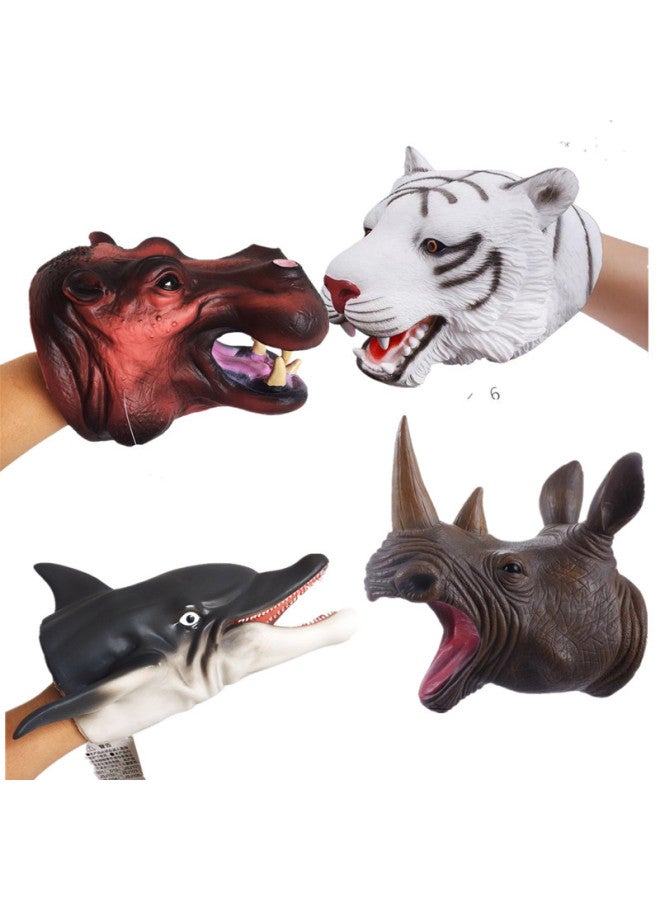 A Generation Of Dinosaur Hand Doll Toys Simulation Soft Rubber Animal Children's Toys Parent-child Interactive Games Tyrannosaurus Rex-Color:Double-Crown Dragon Hand Puppet - Image 3