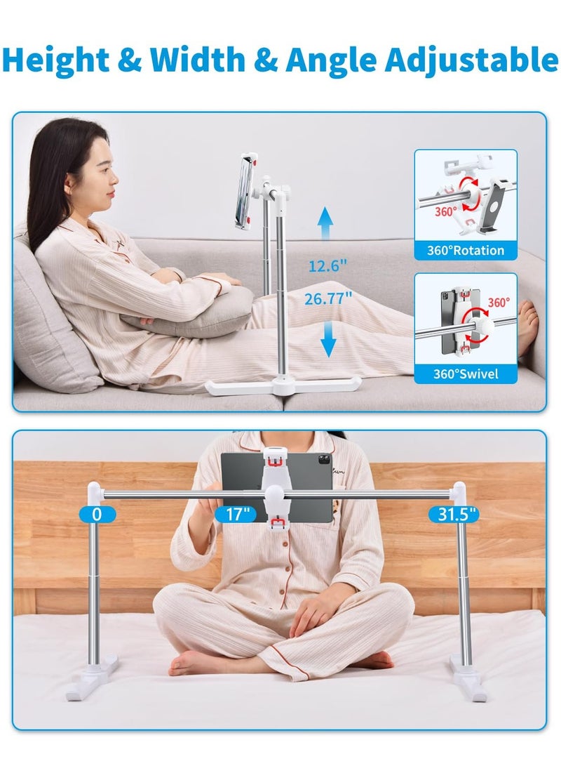 KASTWAVE Tablet Stand, iPad Stand for Bed - Adjustable Height Length Angles iPad Holder for Bed Laying Down Couch Floor, Compatible with iPad/iPhone X/Kindle, or Other 5~12.9 Inches Devices - Image 2