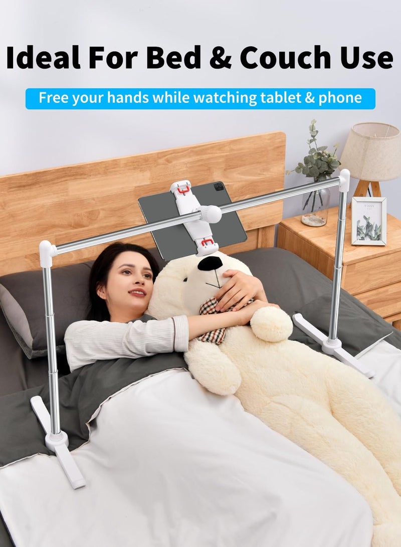 KASTWAVE Tablet Stand, iPad Stand for Bed - Adjustable Height Length Angles iPad Holder for Bed Laying Down Couch Floor, Compatible with iPad/iPhone X/Kindle, or Other 5~12.9 Inches Devices - Image 3