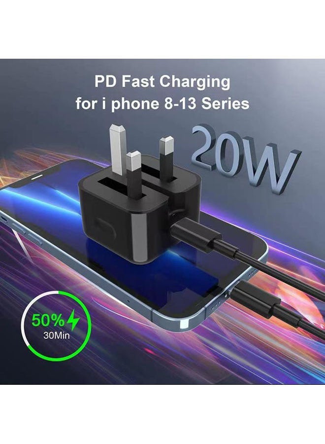Captaintech 20W PD Fordable Adapter Fast Charging Charger With Lightning Cable Wall Power Delivery Compatible With Apple iPhone 13/iPhone12 Pro Max/SE 2020/11/XR/XS/X/8/7, Apple iPad Air 4/Pro 2020, Samsung Gal - Image 2