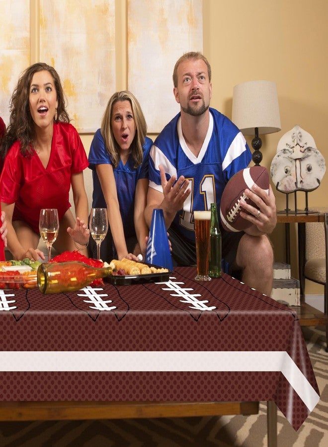 SpinLaLa 2-Piece 54 x 108 Inch Football Plastic Tablecloth Set – Green Field and Brown Football Disposable Rectangle Table Covers for Game Day, Tailgate, and Sports-Themed Parties - Image 5