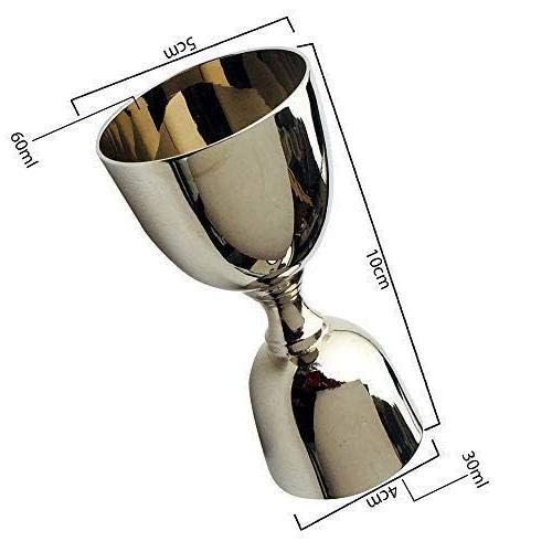 STREET MART Pure Brass Peg Measure Cup, Double-Sided 30ml/60ml, Bar Tool peetal Jigger Engraved Design (1, Brass Silver Smooth) - Image 2