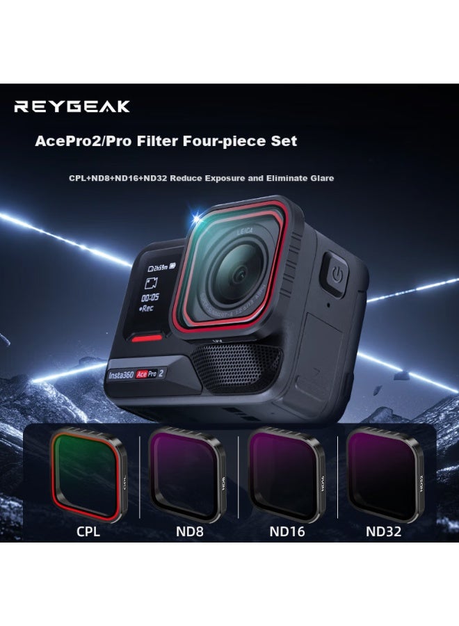 Reygeak Cpl Polarizing Filter Nd8/16/32 Neutral Density Filter Set For Insta360 Ace Pro 2 Action Camera Lens Protective Filter Kit 360 Ace Pro Accessories - Image 1