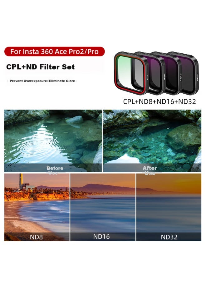 Reygeak Cpl Polarizing Filter Nd8/16/32 Neutral Density Filter Set For Insta360 Ace Pro 2 Action Camera Lens Protective Filter Kit 360 Ace Pro Accessories - Image 2
