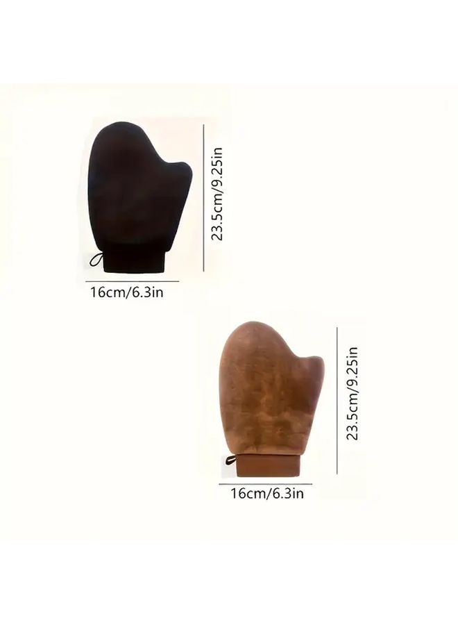 قفازات الدباغة الذاتية مع منشفة التقشير وحلقة الإبهام باللون الأسود - Image 4