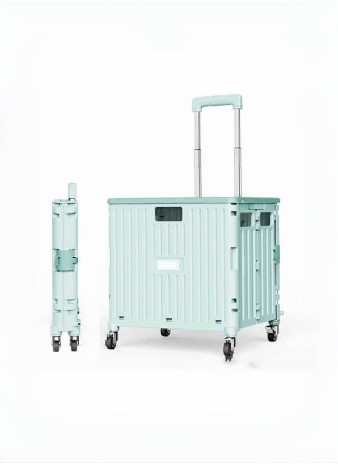 Generic - Marketero Collapsible Shopping Box Trolley on Wheels 4 Wheels 360°Rotate Folding Teacher Trolley Cart with Wheels Heavy Duty 30kg Capacity & Telescopic Handle for Camping Shopping Grey - Image 1