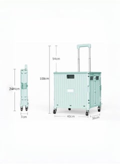 Generic Marketero Collapsible Shopping Box Trolley on Wheels 4 Wheels 360°Rotate Folding Teacher Trolley Cart with Wheels Heavy Duty 30kg Capacity & Telescopic Handle for Camping Shopping Grey  - Image 5