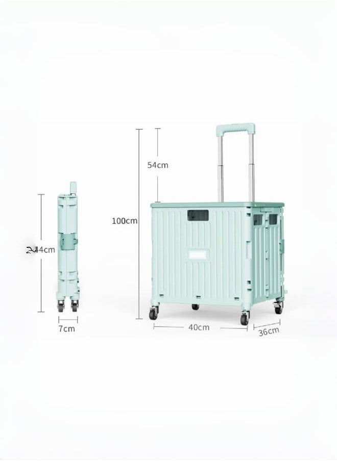 Generic - Marketero Collapsible Shopping Box Trolley on Wheels 4 Wheels 360°Rotate Folding Teacher Trolley Cart with Wheels Heavy Duty 30kg Capacity & Telescopic Handle for Camping Shopping Grey - Image 1
