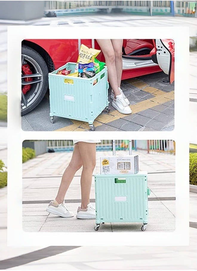 Generic - Marketero Collapsible Shopping Box Trolley on Wheels 4 Wheels 360°Rotate Folding Teacher Trolley Cart with Wheels Heavy Duty 30kg Capacity & Telescopic Handle for Camping Shopping Grey - Image 1