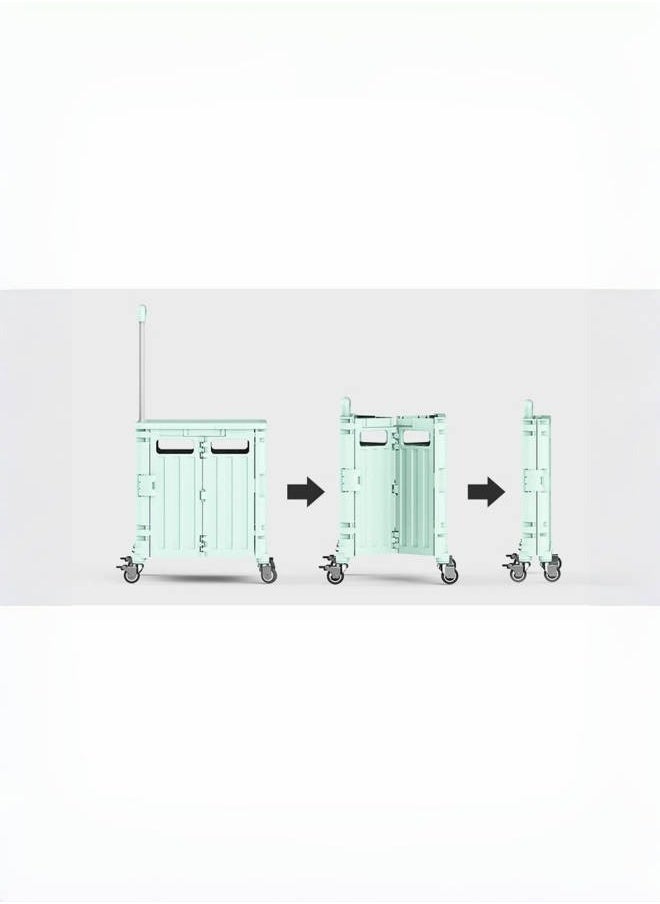 Generic - Marketero Collapsible Shopping Box Trolley on Wheels 4 Wheels 360°Rotate Folding Teacher Trolley Cart with Wheels Heavy Duty 30kg Capacity & Telescopic Handle for Camping Shopping Grey - Image 1