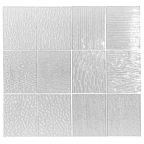 Unicoshape 12 Sheets Stained Glass Pack, 6" X 4" Cathedral Art Mosaic Glass Tiles, Mixed Clear - Image 1