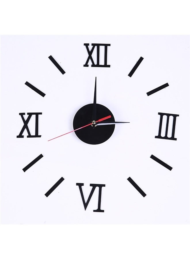 3D Wall Clock Sticker Black 40x40cm, Large 3D DIY Wall Clock Frameless Wall Clock Big Roman Numerals Clock Giant Mirror Wall Clock for Living Room Bedroom Wall Home Decorations  - Image 1