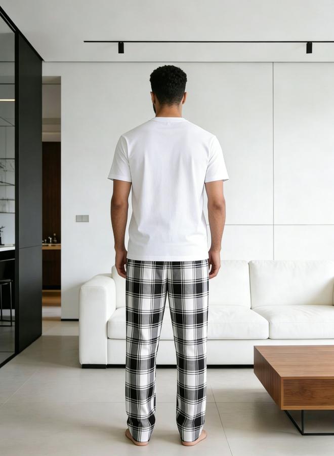 تايك تو مجموعة من بنطال كاروهات وتيشيرت بياقة دائرية مطبوع للرجال - Image 2