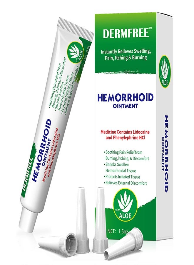 DERMFREE Hemorrhoid Treatment, Hemorrhoid Cream with Lidocaine 4%, Phenylephrine HCl 0.25%, Natural Aloe Vera & Borneol Cooling Formula, Soothing Discomfort, Hemorrhoids Cream for Women, Men (1.5 OZ) - Image 1