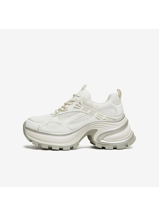 Tata Tata Interstellar Galaxy Thick-soled Dad Sneakers Breathable Casual Sports Shoes Beige/gold Am6 Size 36 - Image 3