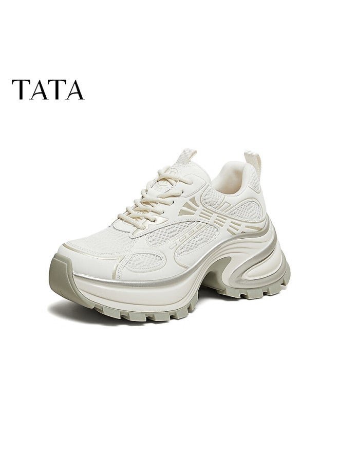 Tata Tata Interstellar Galaxy Thick-soled Dad Sneakers Breathable Casual Sports Shoes Beige/gold Am6 Size 36 - Image 2