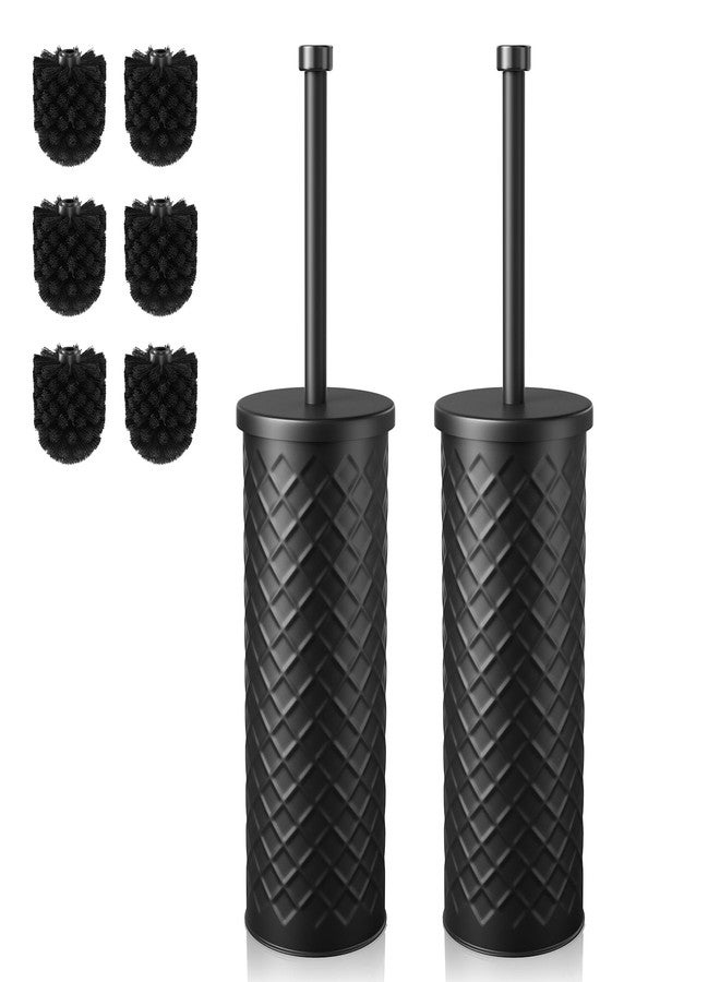 Bathway Toilet Bowl Brush and Holder Set 2 Pack with 4 Extra Brush Heads | Extra Long Handle with Splash Guard Cover, Tool-Free Installation, Bathroom Space-Saving, Cleaner Sets for Apartments, RV (Black) - Image 1