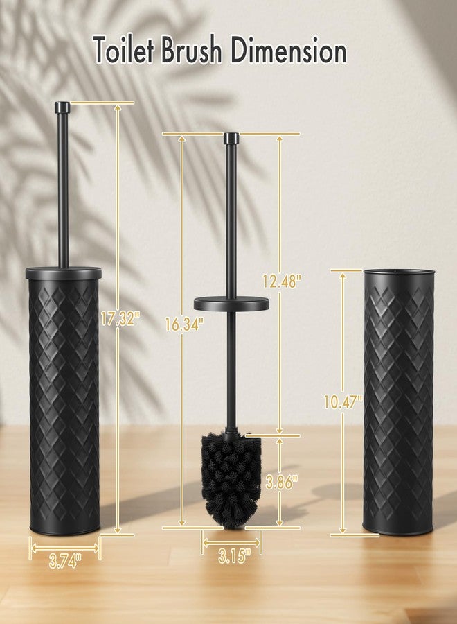 Bathway Toilet Bowl Brush and Holder Set 2 Pack with 4 Extra Brush Heads | Extra Long Handle with Splash Guard Cover, Tool-Free Installation, Bathroom Space-Saving, Cleaner Sets for Apartments, RV (Black) - Image 2