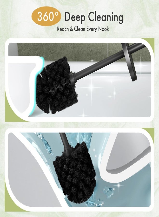 Bathway Toilet Bowl Brush and Holder Set 2 Pack with 4 Extra Brush Heads | Extra Long Handle with Splash Guard Cover, Tool-Free Installation, Bathroom Space-Saving, Cleaner Sets for Apartments, RV (Black) - Image 4