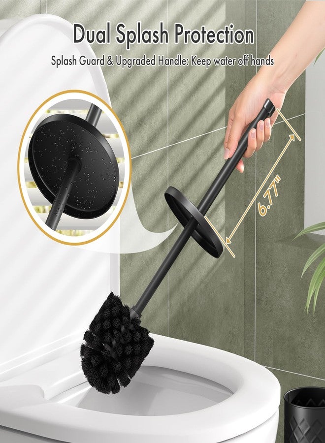 Bathway Toilet Bowl Brush and Holder Set 2 Pack with 4 Extra Brush Heads | Extra Long Handle with Splash Guard Cover, Tool-Free Installation, Bathroom Space-Saving, Cleaner Sets for Apartments, RV (Black) - Image 3