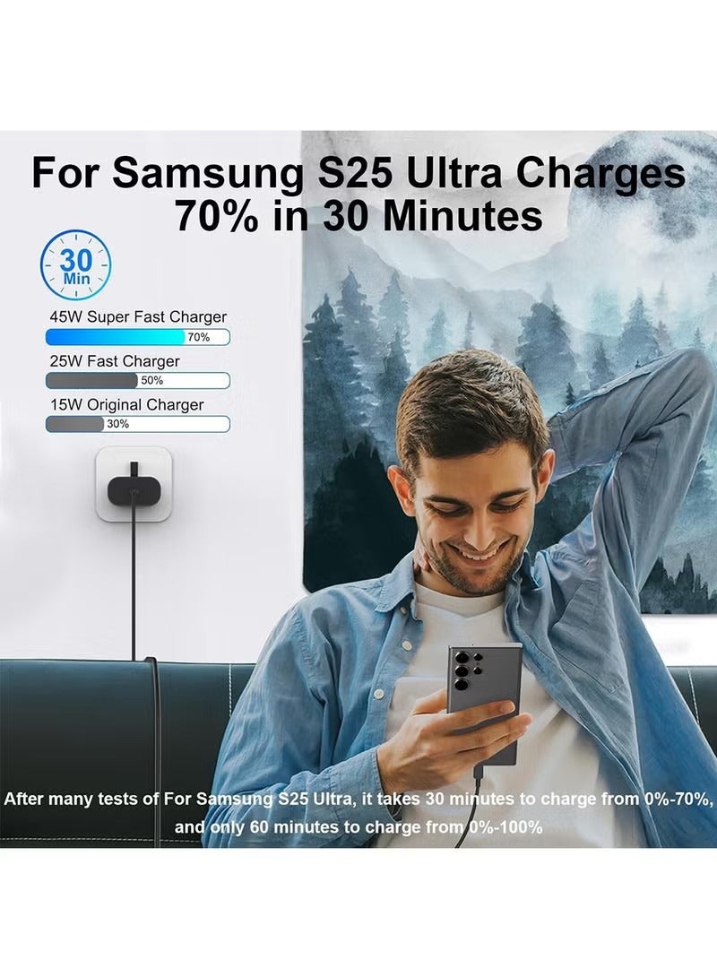 X-level 45W Super Fast Charger for Samsung Galaxy S25 Ultra/+/Plus, S24 U ltra, S23 Ul tra, A56, A36, Honor Magic 7 Pro, 7 Lite, 6 Lite, X6b, 200, Google Pixel USB C Plug 5A Charging Cable, PPS PD 3.0 Charge Travel Adapter With USB Type-C To USB Type-C Cable Black - Image 3