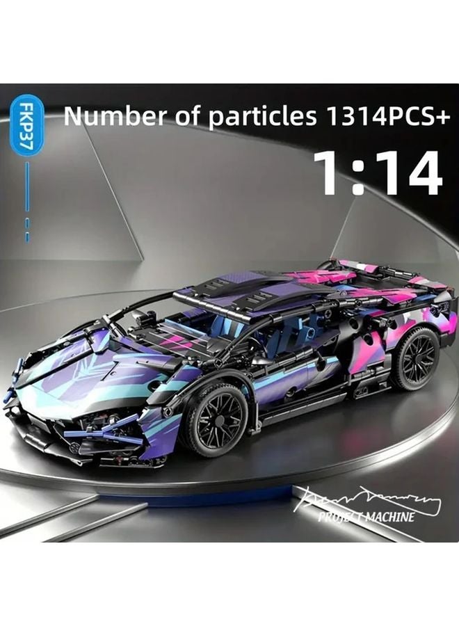 أرجواني 1 14 سيارة رياضية فائقة نموذج كتلة البناء لعبة التعليمية علوم التكنولوجيا - Image 2