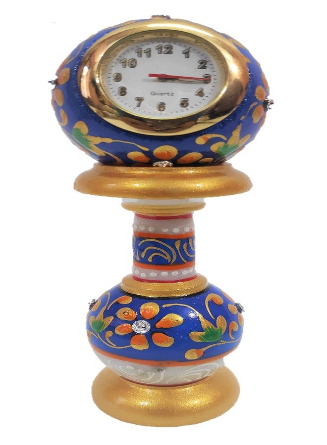 Pooja Creation Beautiful Marble Decorative Pillar Clock for Table and Desk - Image 1
