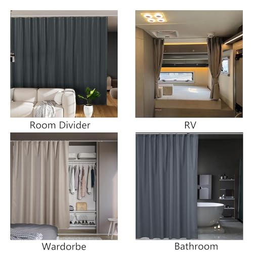 TYRON TYRON TYRON Adhesive Curtain Track Ceiling or Wall Mount(224"/ 18.7 FT), Ceiling Track Room Divider, Self Adhesive Curtains Rod No Drill, Screws or Tools, Curtain Hangers No Damage - Image 5